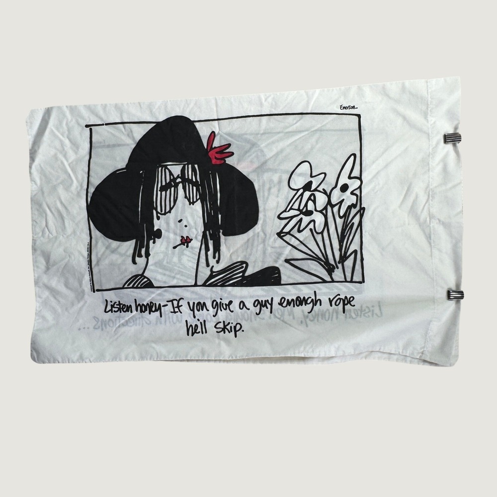Utica Emerson Pillowcase Standard Set of 2 White Funny Pop Art Cartoon 90s Retro